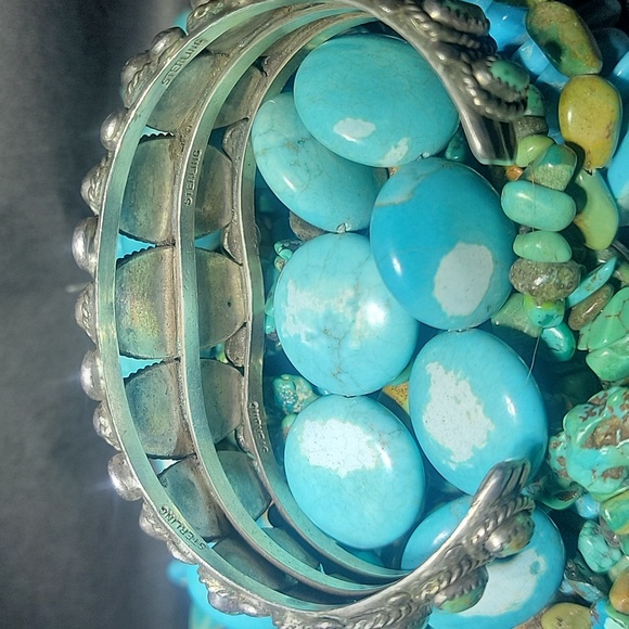 Real Navajo Turquoise 15 Stone Cuff - Picture 5 of 11